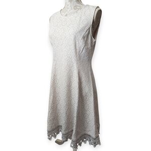 Donna Ricco Cream/White Lace Career Old Money Minimalist  Dress Size 10